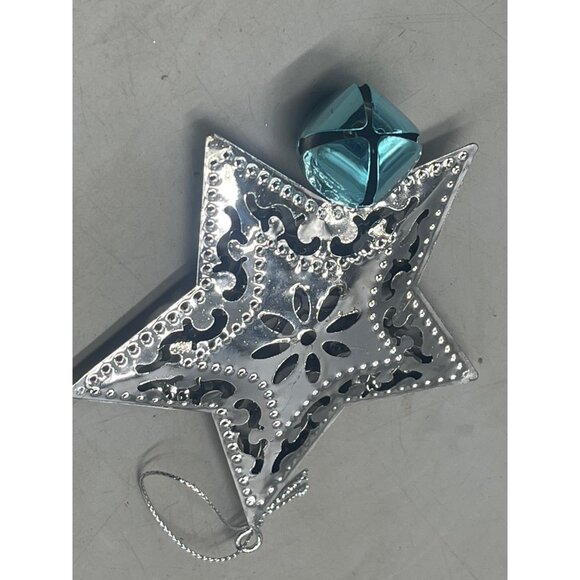 Christmas star ornament bell silver bell floral 3d embossed 4x5" string READ - Picture 4 of 5